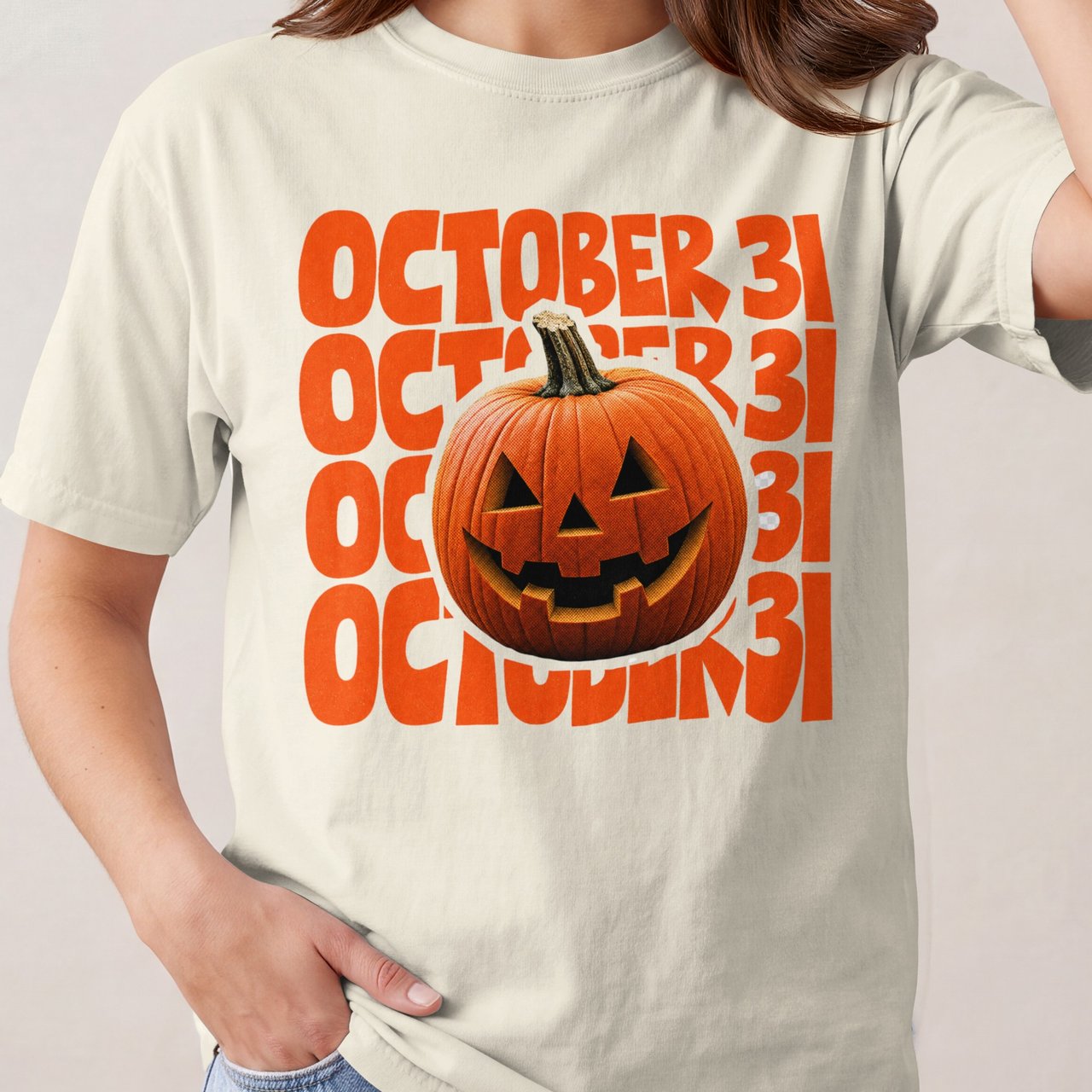 October 31st Halloween Pumpkin T-Shirt | Spooky Jack-o'-Lantern Tee | Retro Vintage Fall Season Holiday Shirt