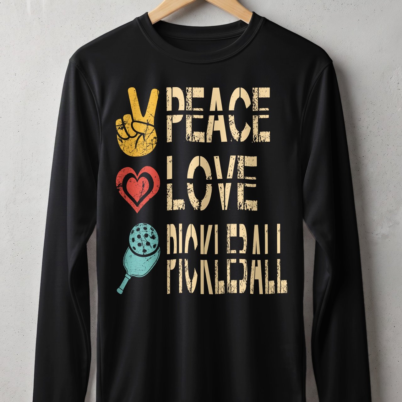 Pickleball Sport-Tek Long Sleeve Tee, Peace Love Pickleball, Sun Shield Shirt