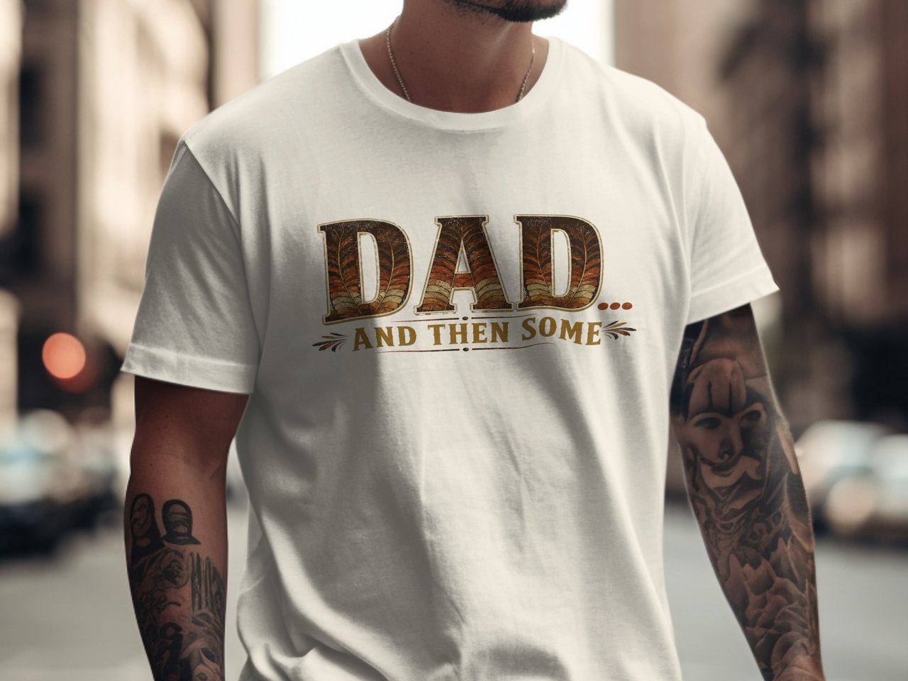 Dad And Then Some T-Shirt, Rustic Faux Feather Print Father's Day Gift, Vintage Distressed Dad Tee for Best Dad Ever, Husband Birthday