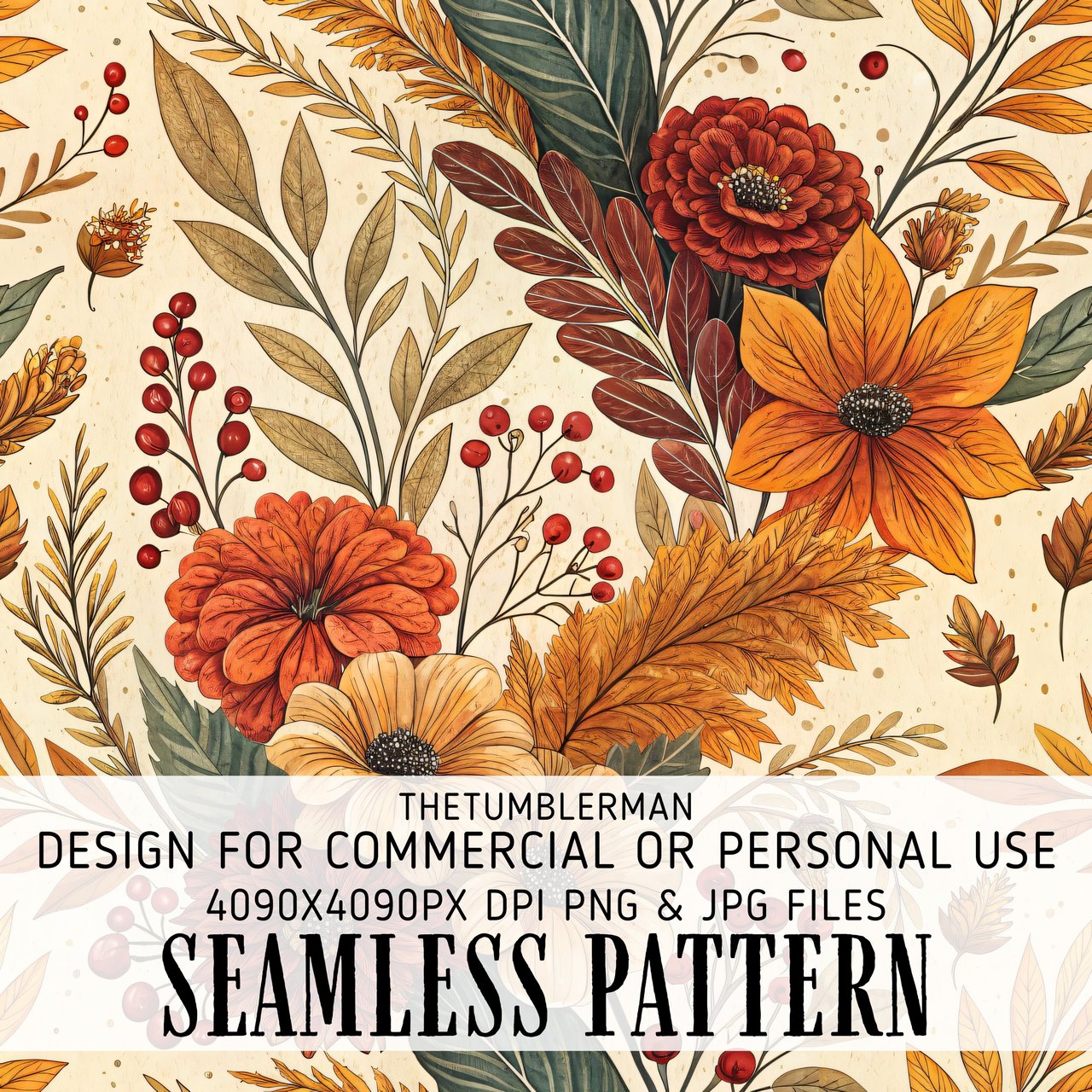 Watercolor Flowers Tumbler Design, Floral Digital Paper, Autumn Fall Printable, Junk Journal Pages, Digital Scrapbooking, Colorful
