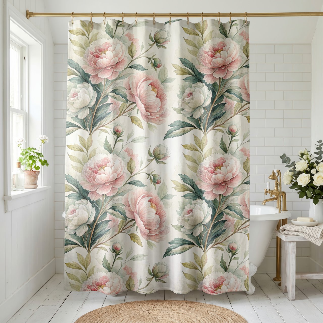 Blush Peony Garden Shower Curtain