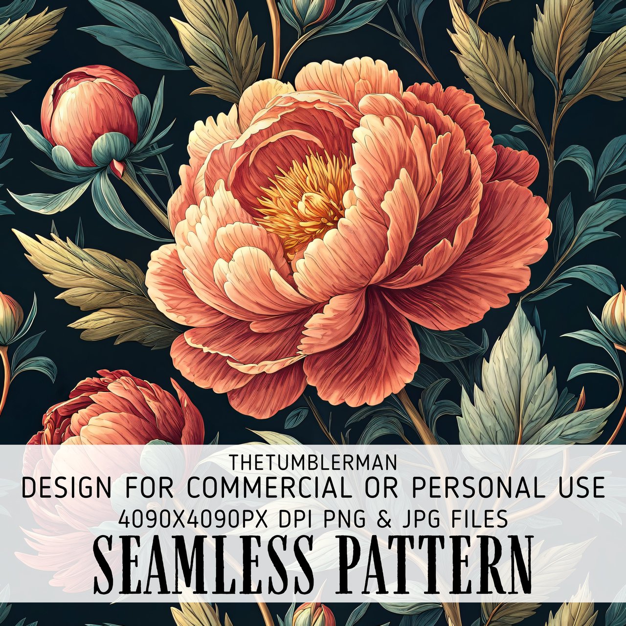 Peony Tumbler Design, Floral Tumbler png, Digital Papers, Watercolor Flowers Backgrounds, Junk Journal Pages, Digital Scrapbooking Paper
