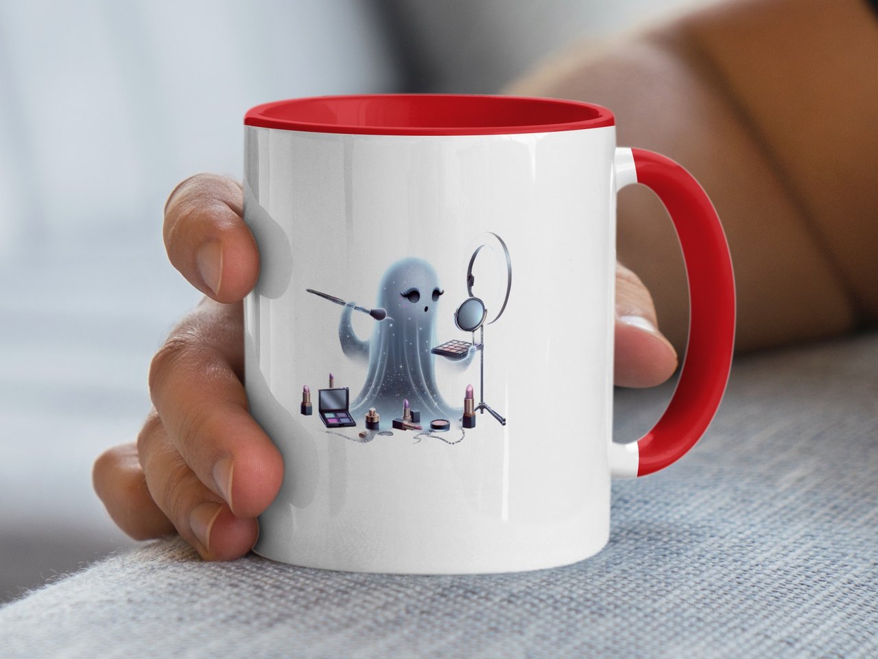 Halloween Mug, Ghost Mug, Spooky Season, Cute Ghost, Makeup Ghost, Halloween Gifts, Spooky Mug, Gift for Her, Fall Mug
