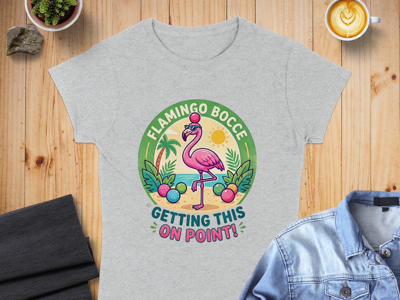 Flamingo Bocce Ball T-Shirt, Funny 'Getting This On Point' Tee, Tropical Summer Flamingo Sports Player Gift, Beach Vacation Shirt