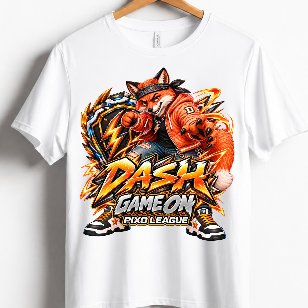 Fox Gaming T-Shirt for Kids, Dash Game On Youth Gamer Tee, Orange Fox Graphic Shirt, Pixo League