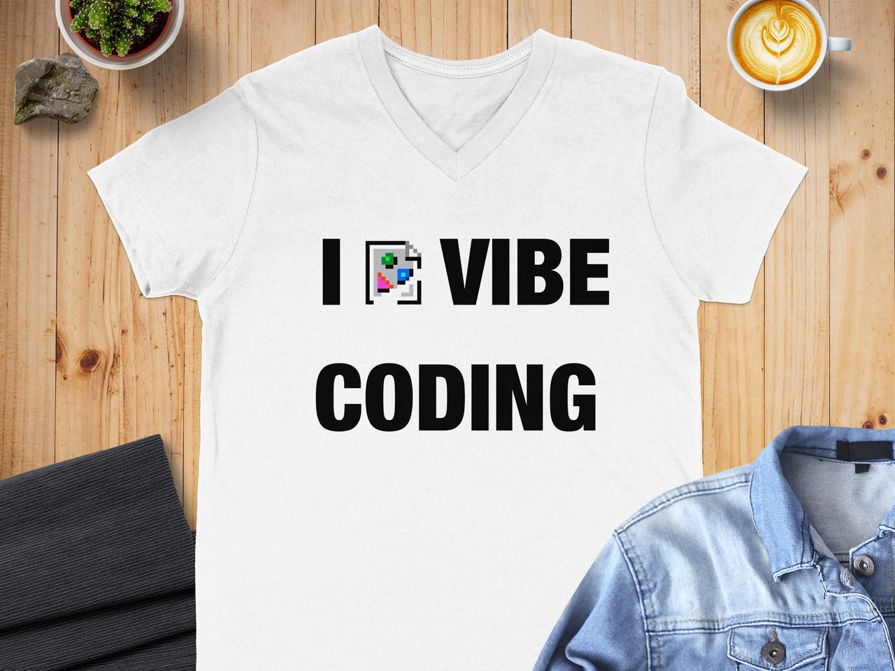 I Vibe Coding — Bella 3005 V-Neck T-Shirt