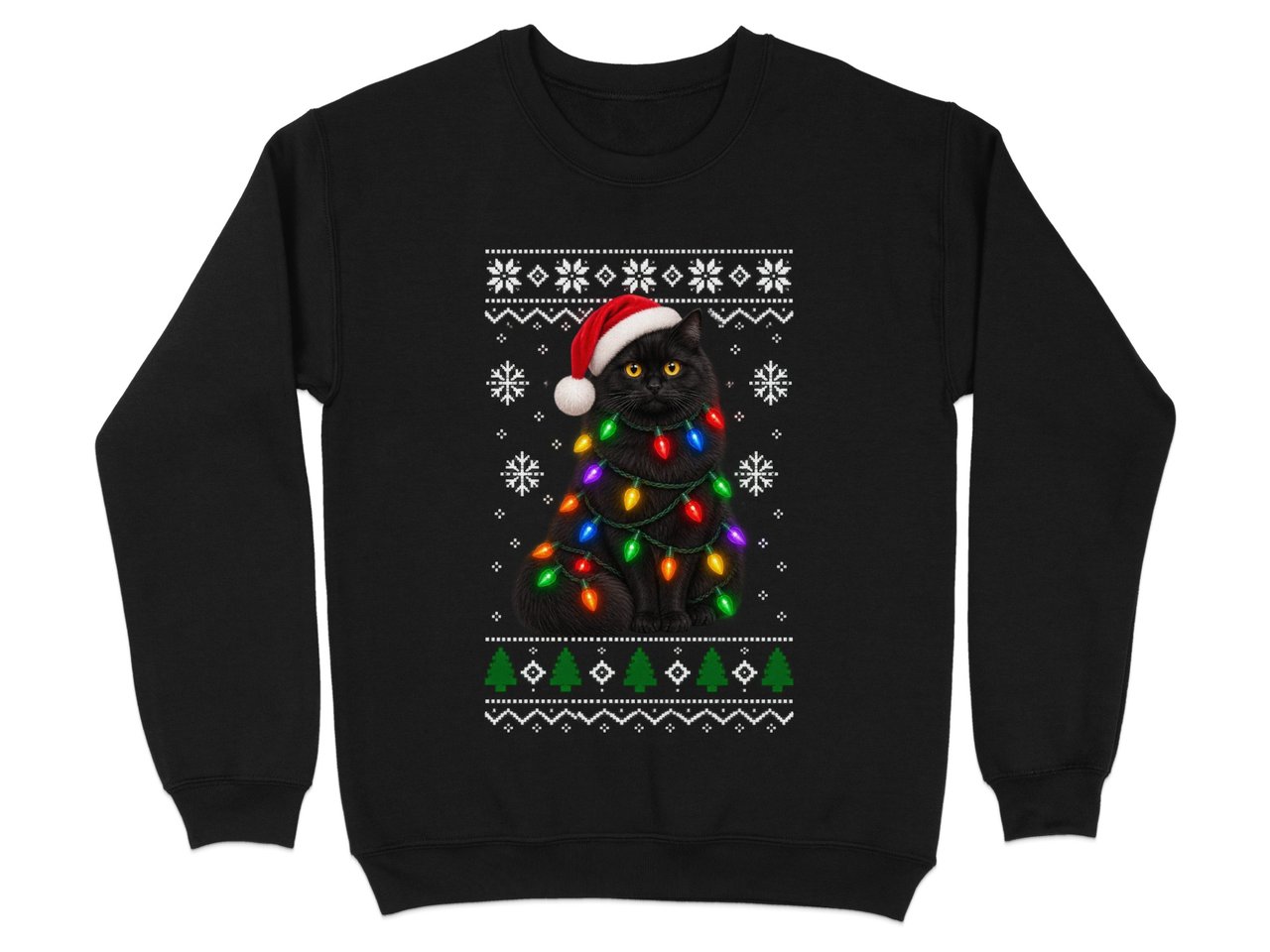 Festive Black Cat Holiday Sweatshirt