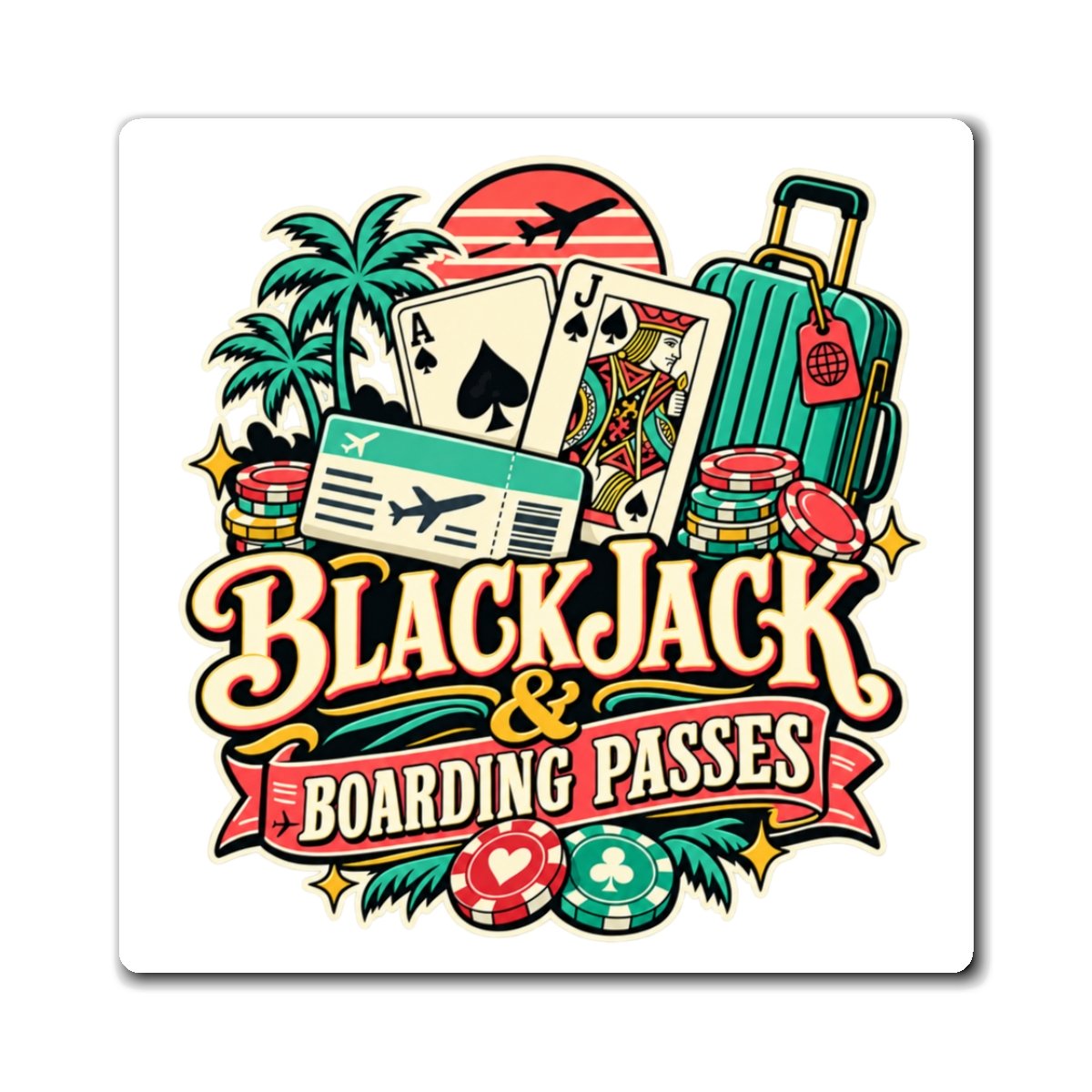 Blackjack & Boarding Passes Magnet