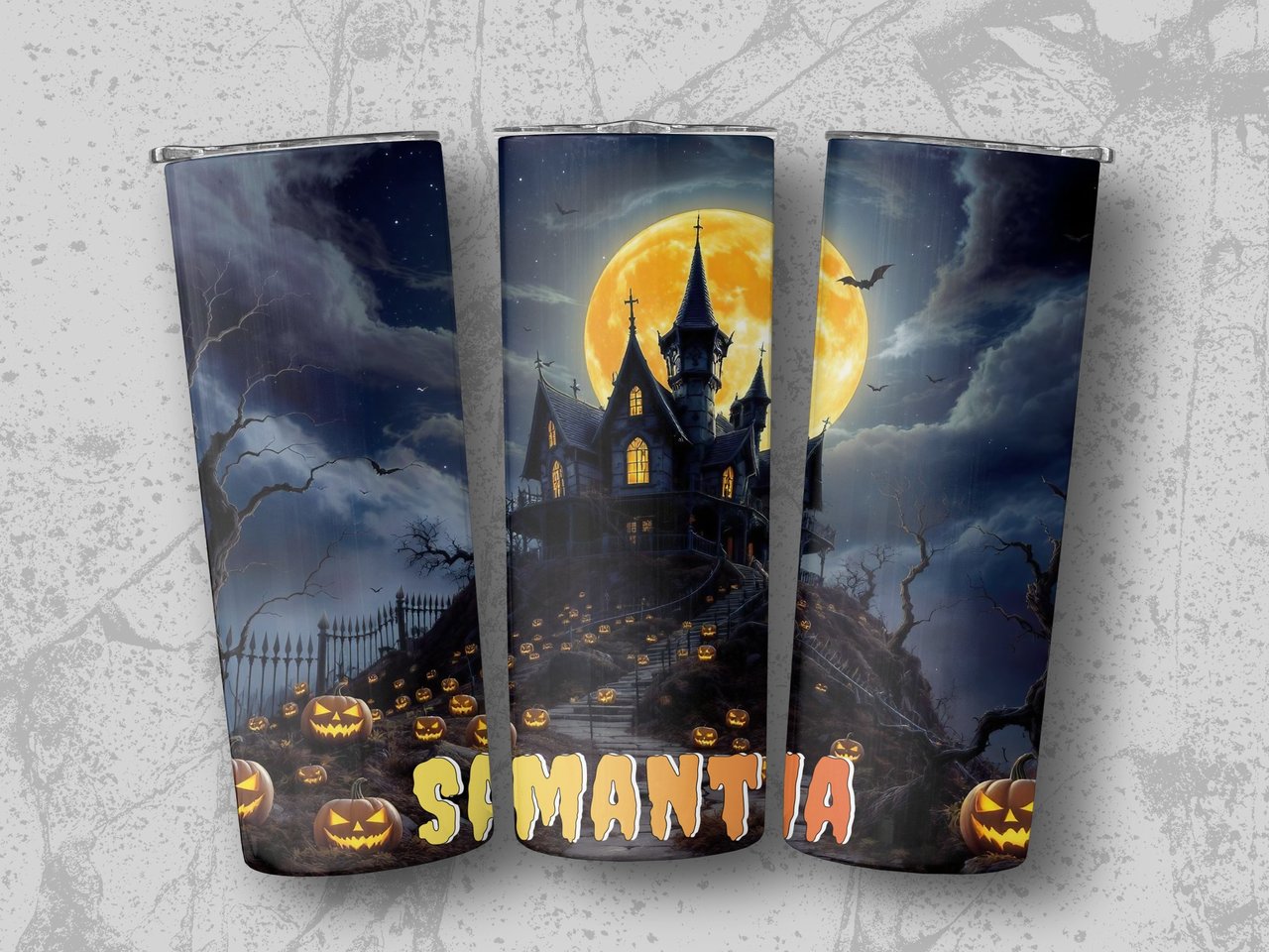 Personalized Halloween Tumbler, Spooky Haunted House Tumblers, Name Tumbler, Halloween Party Tumbler, Unique Tumblers, Autumn Gifts