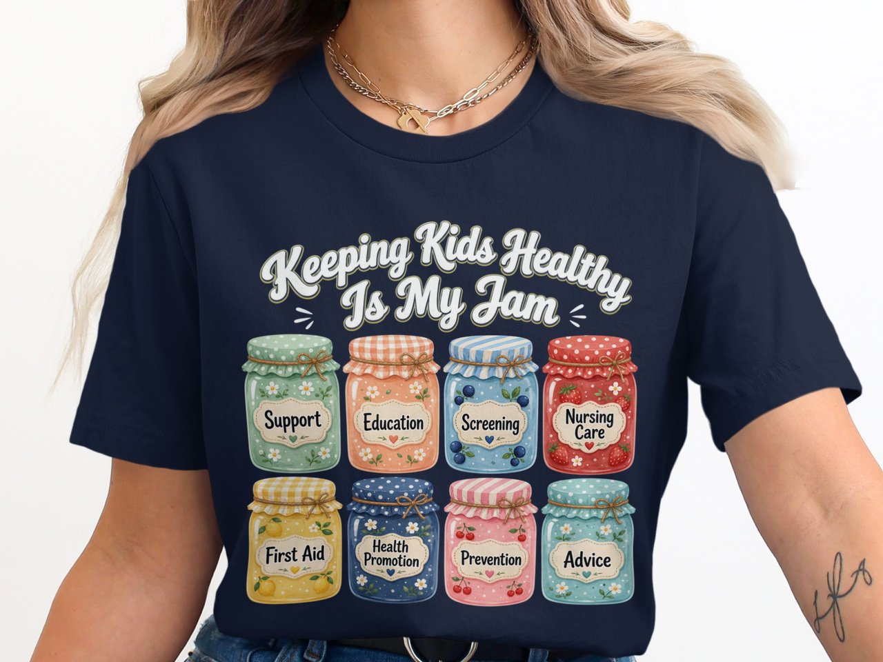 Keeping Kids Healthy Is My Jam T-Shirt: School Nurse, Jam Jars Design