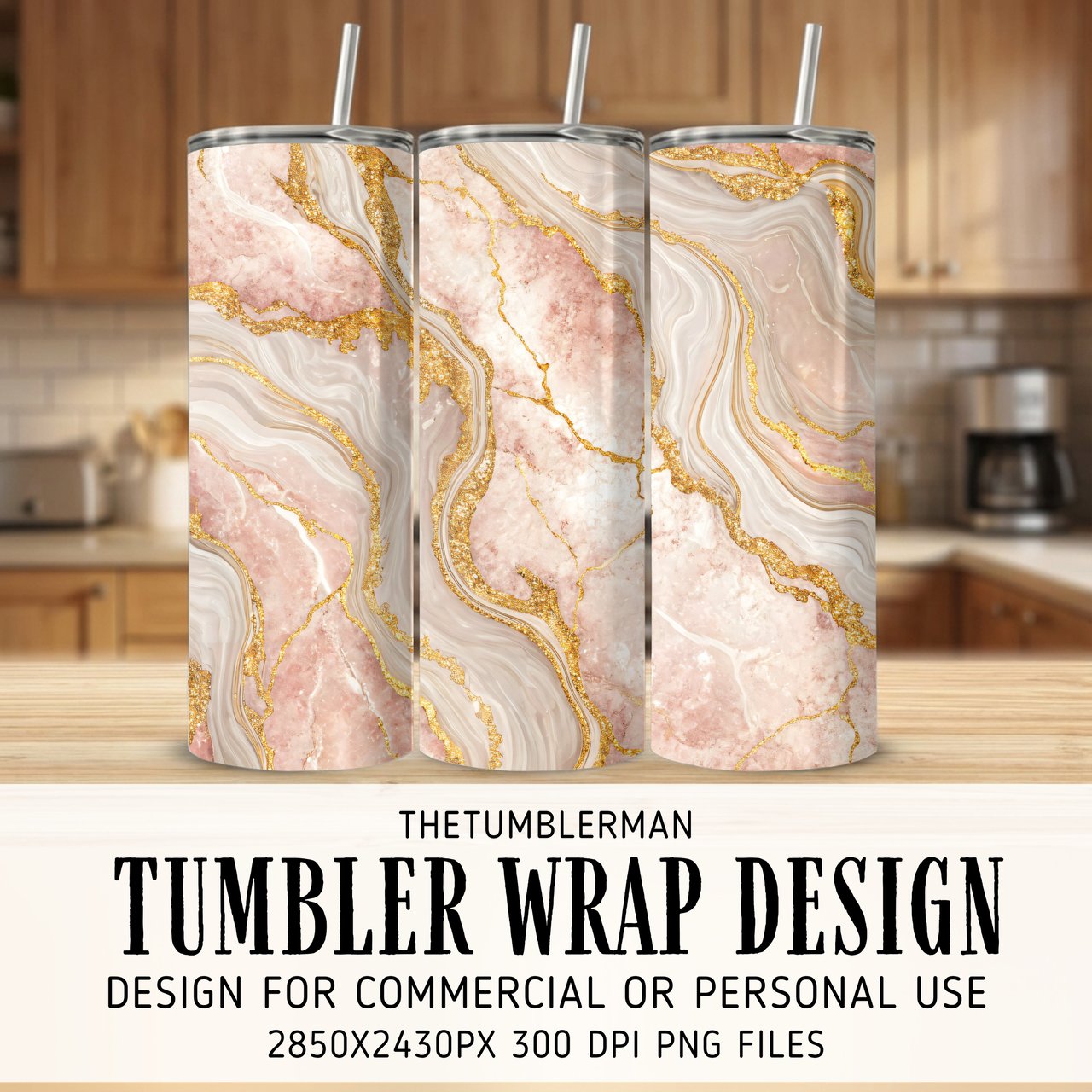 20 oz Skinny Tumbler Wrap, Pink Marble Gold Veins Sublimation Design, Straight Tapered Tumbler Wrap png, Digital Download