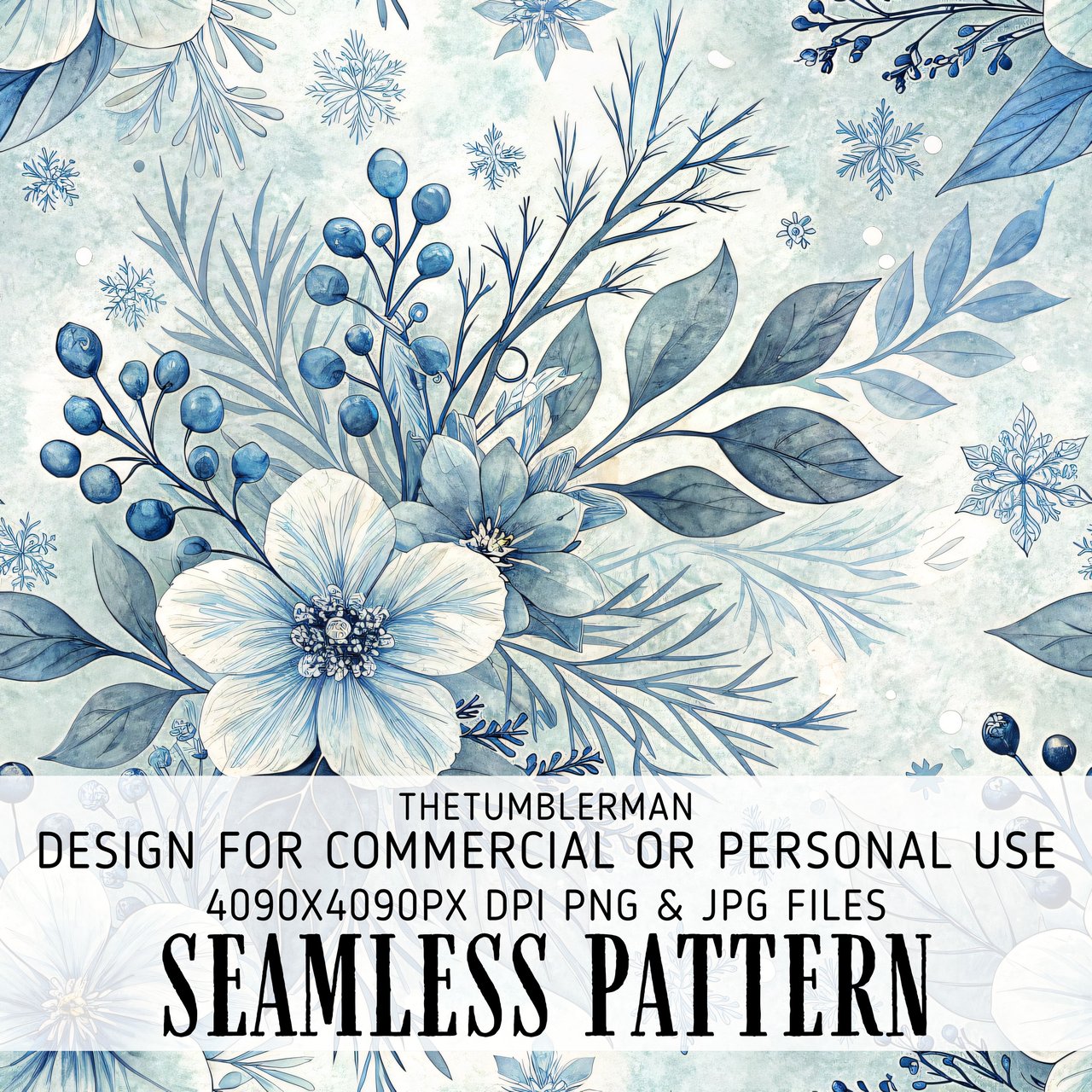 Winter Floral Tumbler Design, Watercolor Flower Digital Paper, Scrapbooking Paper, Printable Tumbler Png, Flower Junk Journal Pages Digital