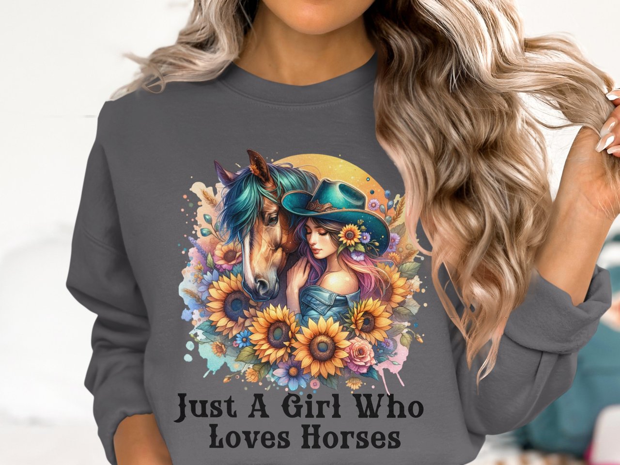 Horse Lover T-Shirt, Cowgirl Shirt, Floral Horse Tee, Horse Girl Gift, Sunflower Horse Lover, Horseback Riding Shirt, Western T-Shirt