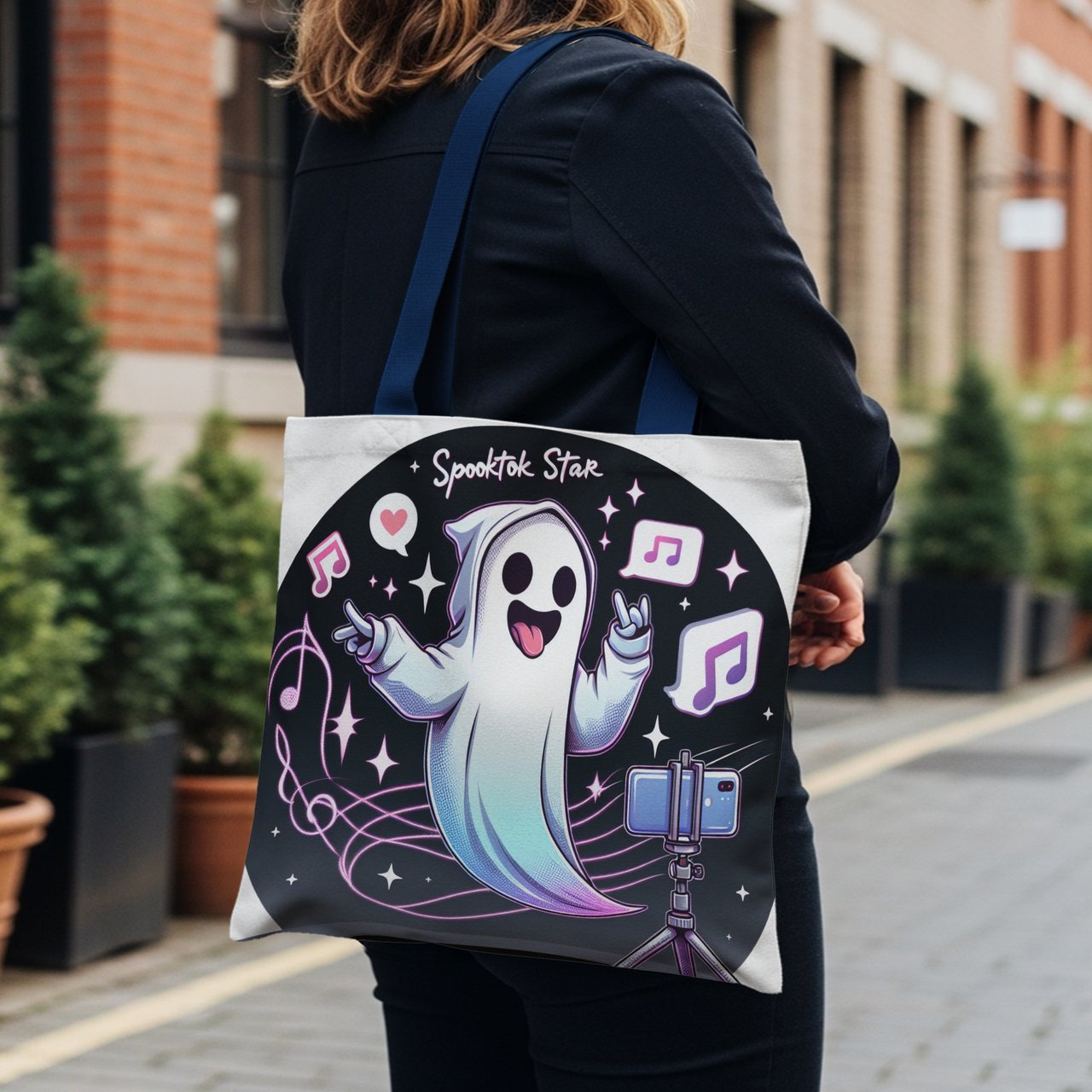 Halloween Tote Bag, Spooktok Star Ghost Tote, Ghost Influencer Bag, Trendy Ghost, Halloween Ghost, Funny Halloween Tote Bag, Cute Halloween