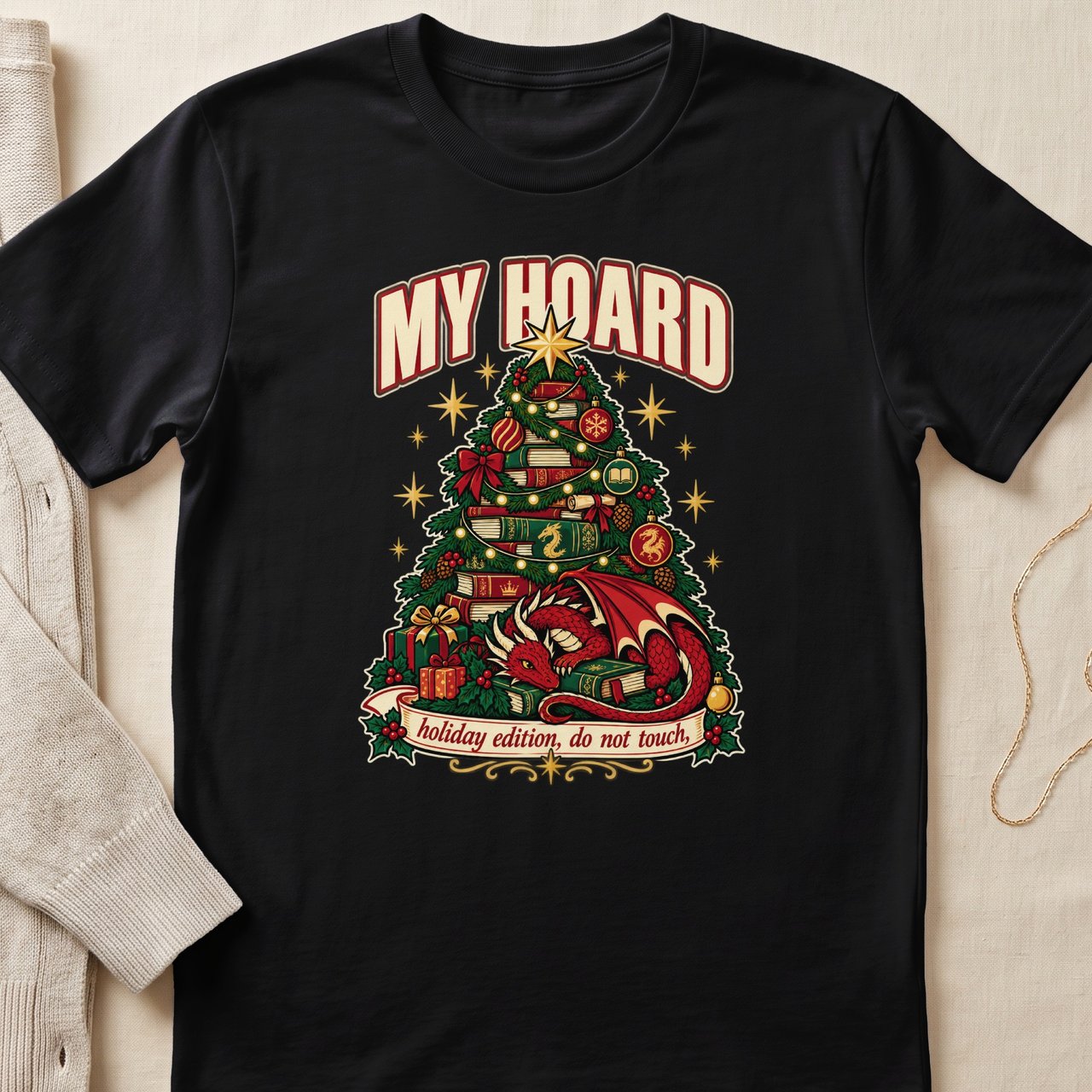 My Hoard Christmas Book Dragon Tee