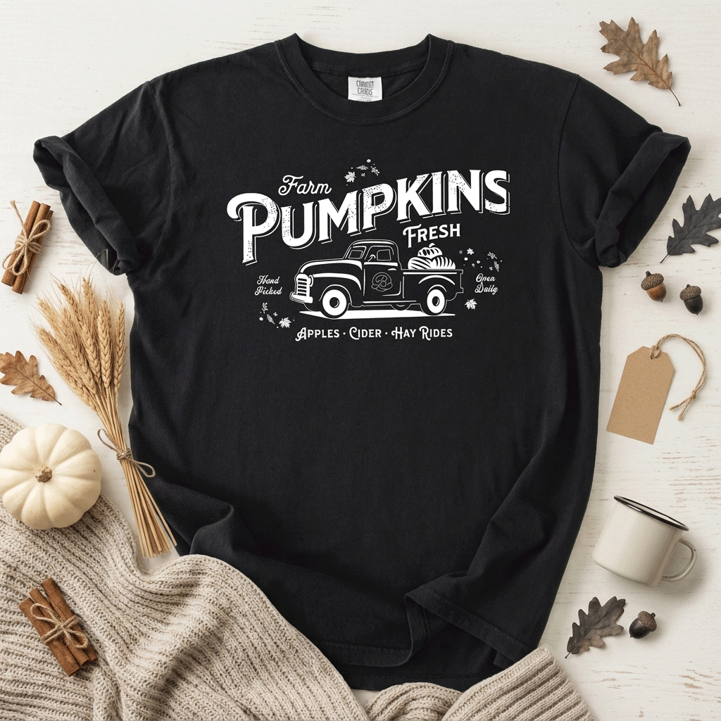 Vintage Pumpkin Truck T-Shirt, Fall Farm Fresh Shirt, Retro Pumpkin Patch Graphic Tee, Autumn Hayride Tshirt, Cozy Thanksgiving Gift