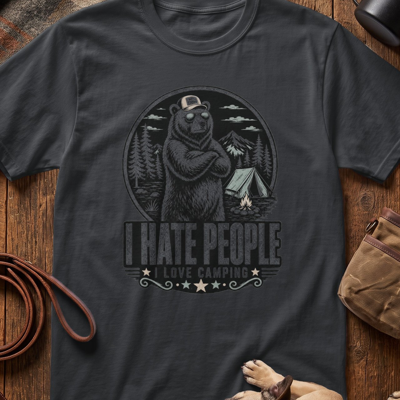 Love Camping Hate People Bear Tee