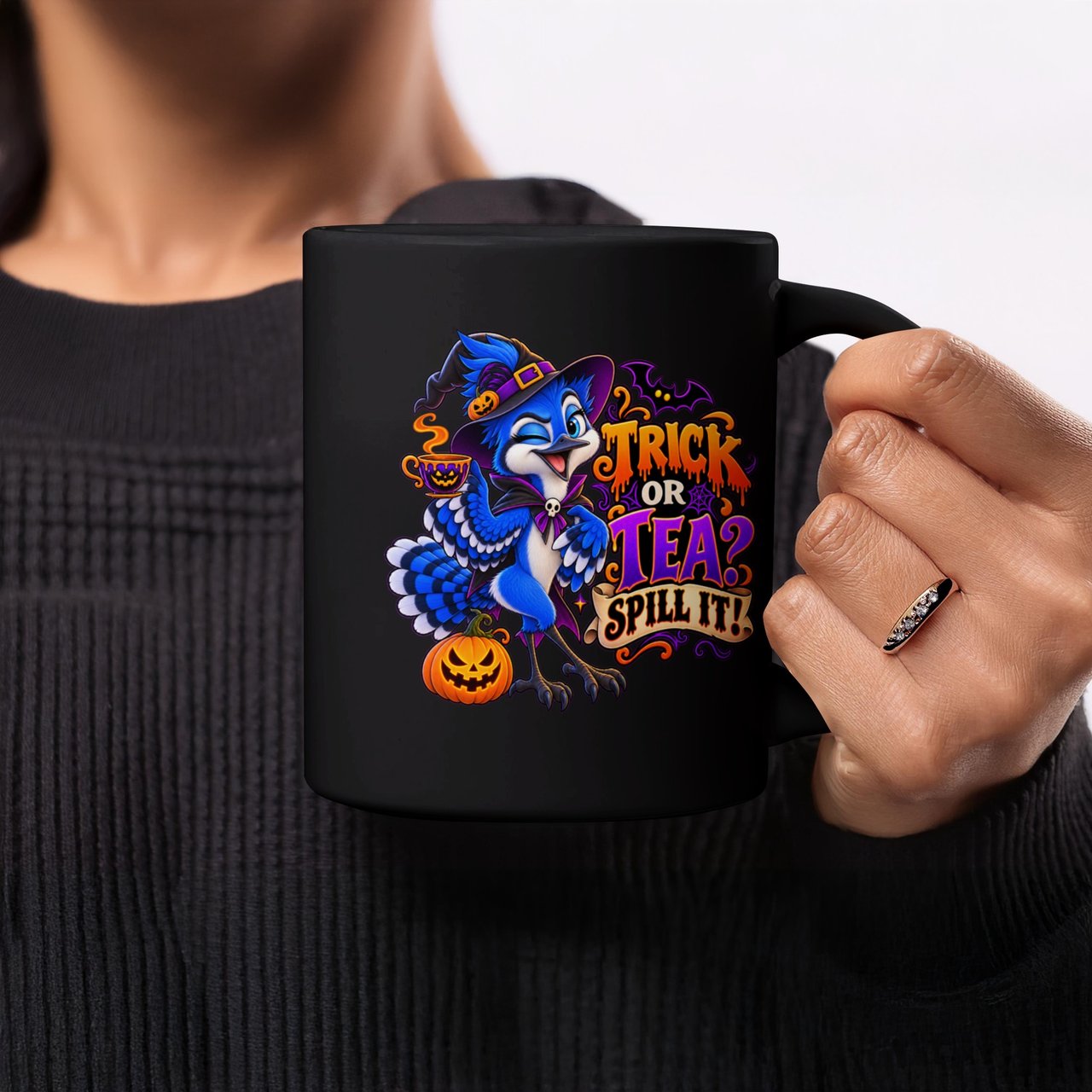 Trick Or Tea Spill It Blue Jay Mug