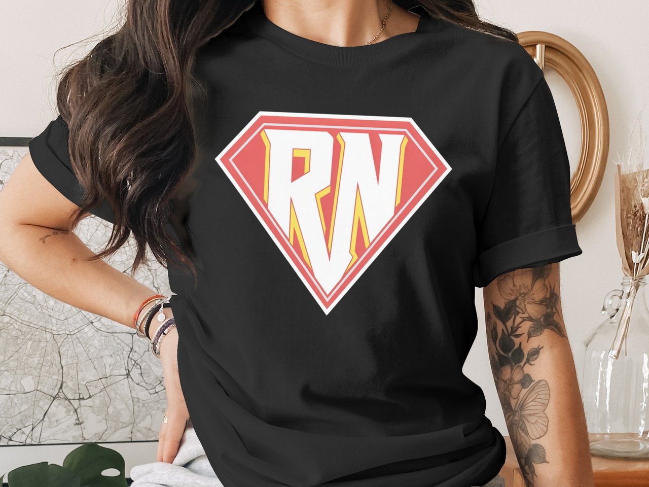 RN Superhero Registered Nurse Red Diamond T-Shirt
