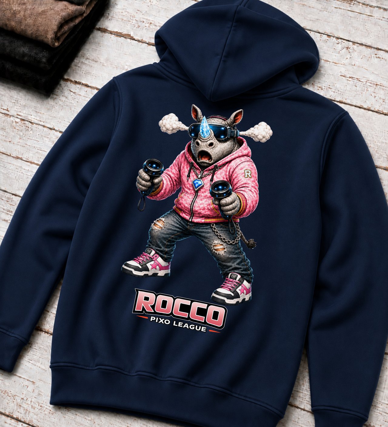 Rhino Gamer Hoodie for Boys, Kids Gaming Sweatshirt, VR Gaming Hoodie, Teen Gamer Gift, Cool Gaming Clothes