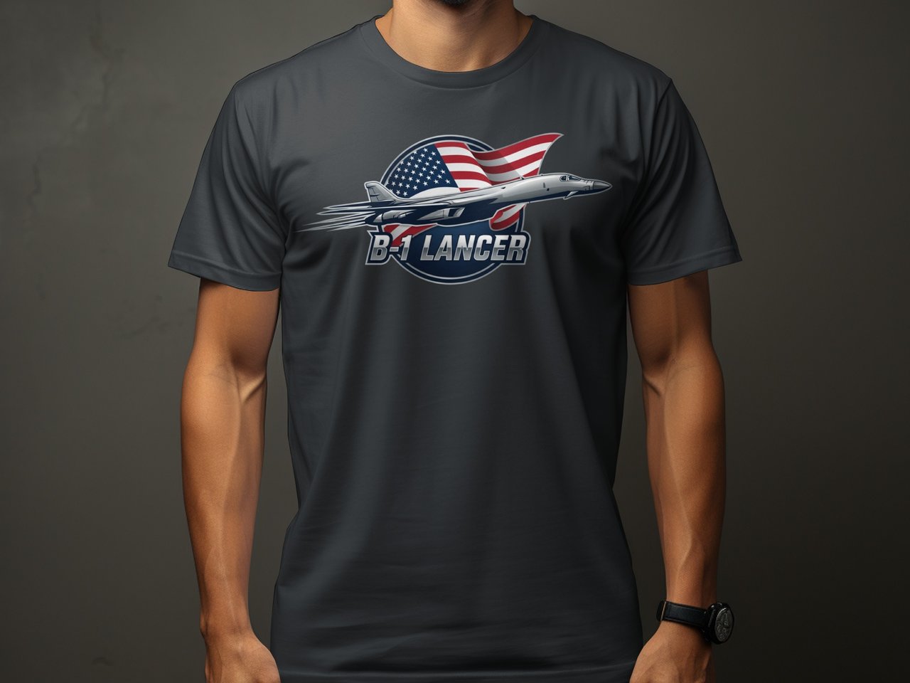 B-1 Lancer Bomber T-Shirt, Military Aviation Shirt, American Flag Jet Graphic Tee, Supersonic Aircraft Air Force Veteran Gift for Him