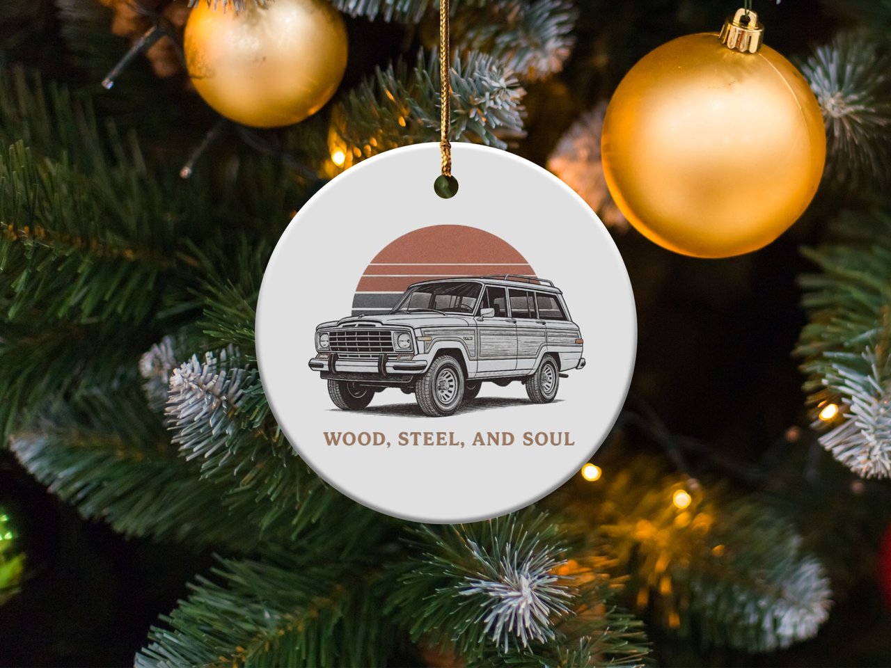 Grand Wagoneer Ornament, Waggy Car Christmas Decor, Classic SUV Gift, Retro Automotive Ornament, Wood Steel Soul, Car Lover Gift