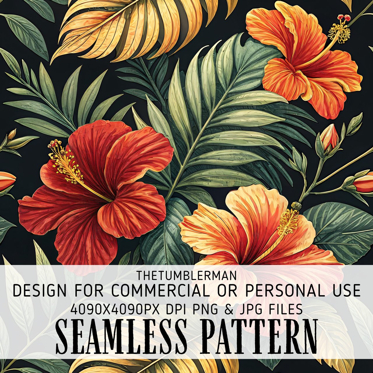 Tropical Floral Tumbler Design, Digital Paper Pack, Hibiscus Flower Backgrounds, Colorful Flowers, Printable Png for Sublimation