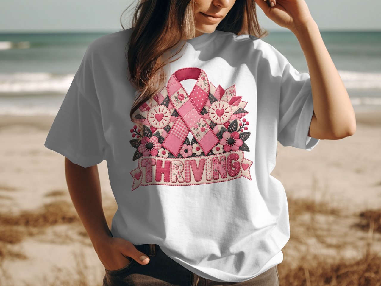 Faux Patchwork Thriving Ribbon Tee