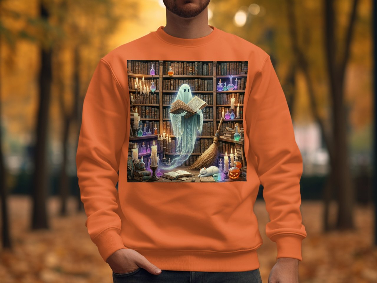 Spooky Ghost Library T-Shirts, Reading Ghost Tee, Halloween Ghost Shirt, Bookish Ghost Tshirt, Halloween T-Shirts, Ghost Lover Gift
