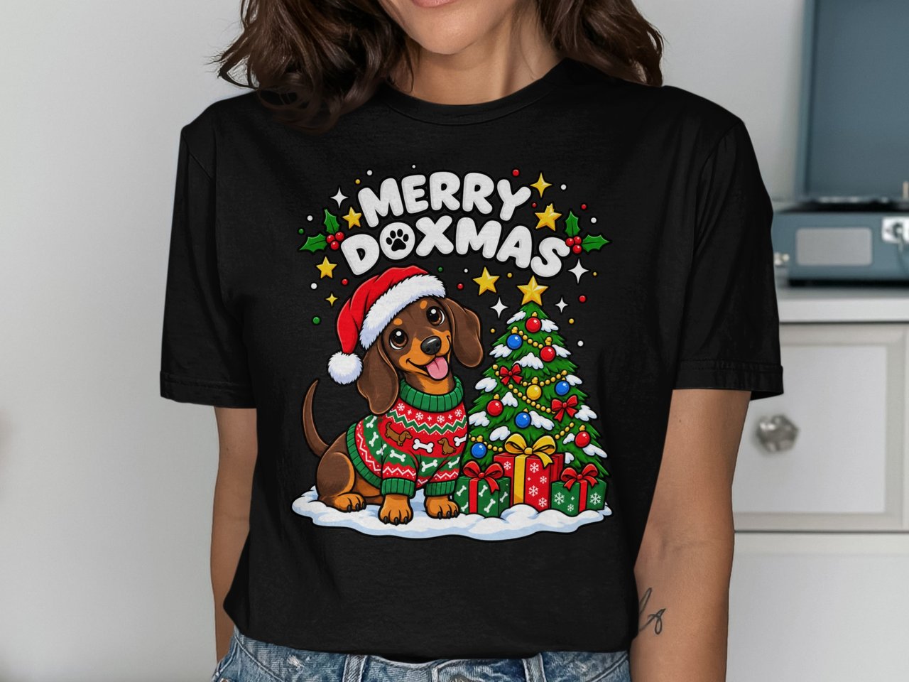 Merry Doxmas Dachshund Tee