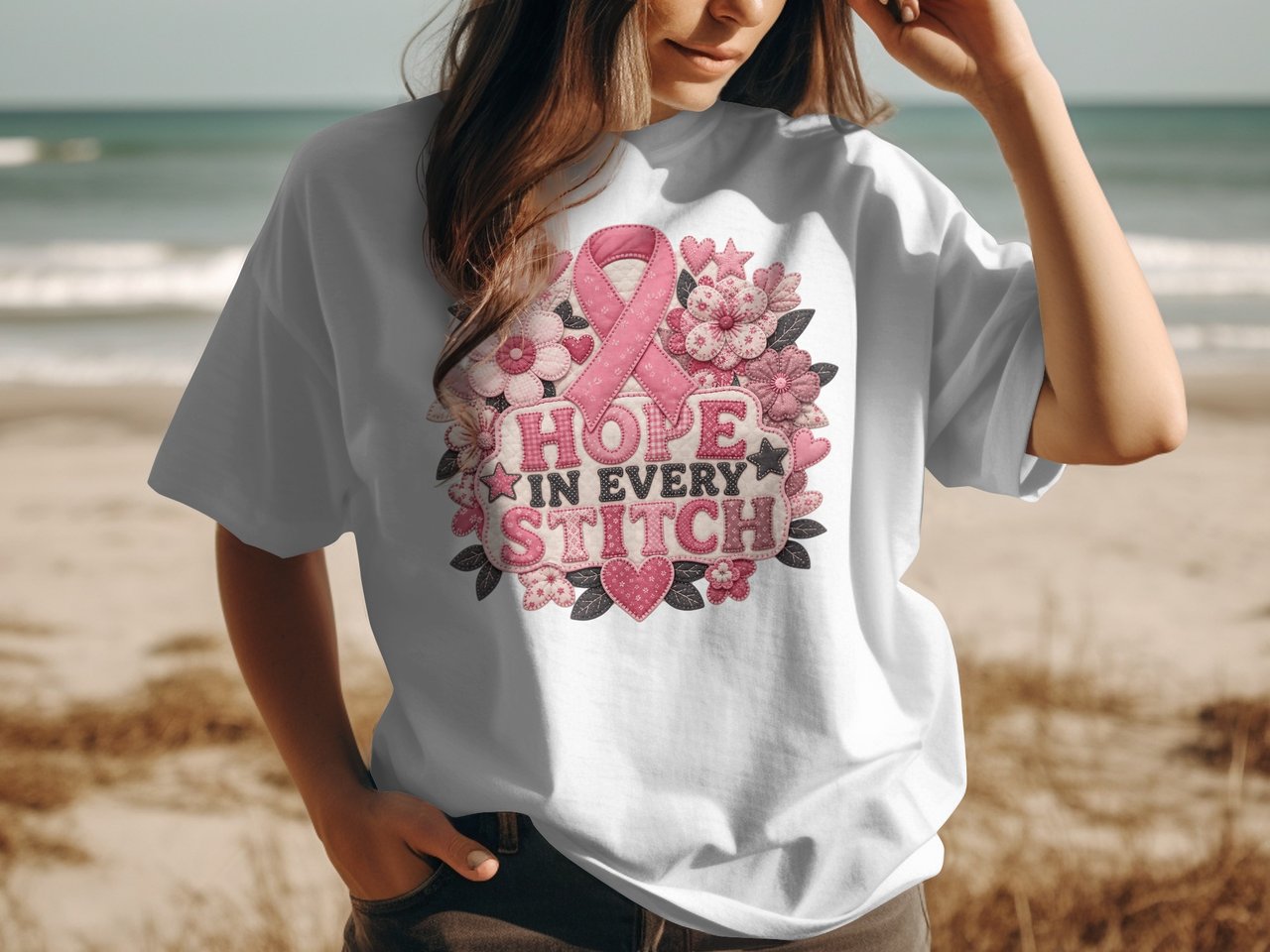 Faux Patchwork Hope In Every Stitch Tee