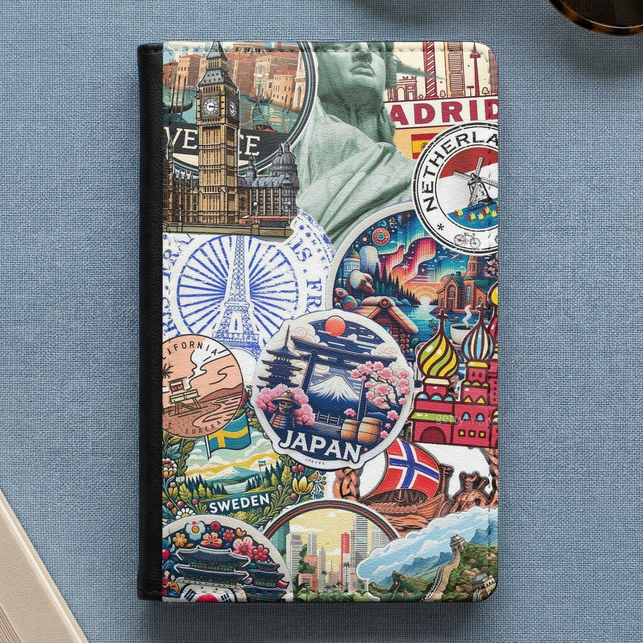 Vintage Travel Stamp Passport Cover