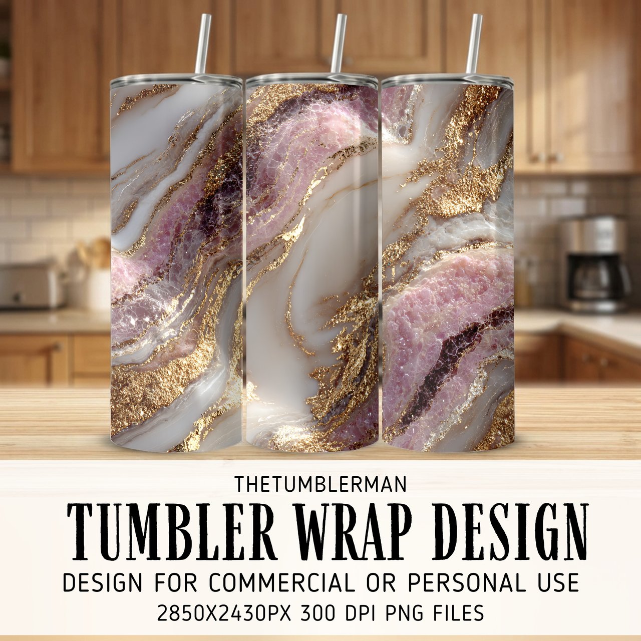 20 oz Pink Gold Tumbler Wrap, Marble Skinny Tumbler Sublimation Design, Straight Tapered Wrap png, Digital Download, Tumbler Digital
