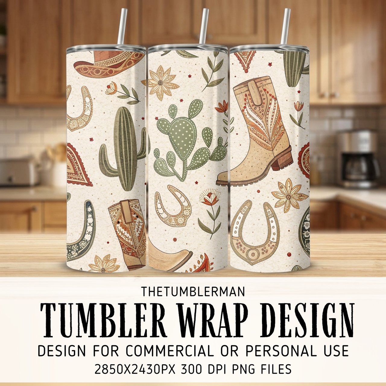 Vintage Western Desert Digital Pattern Size Bundle Png