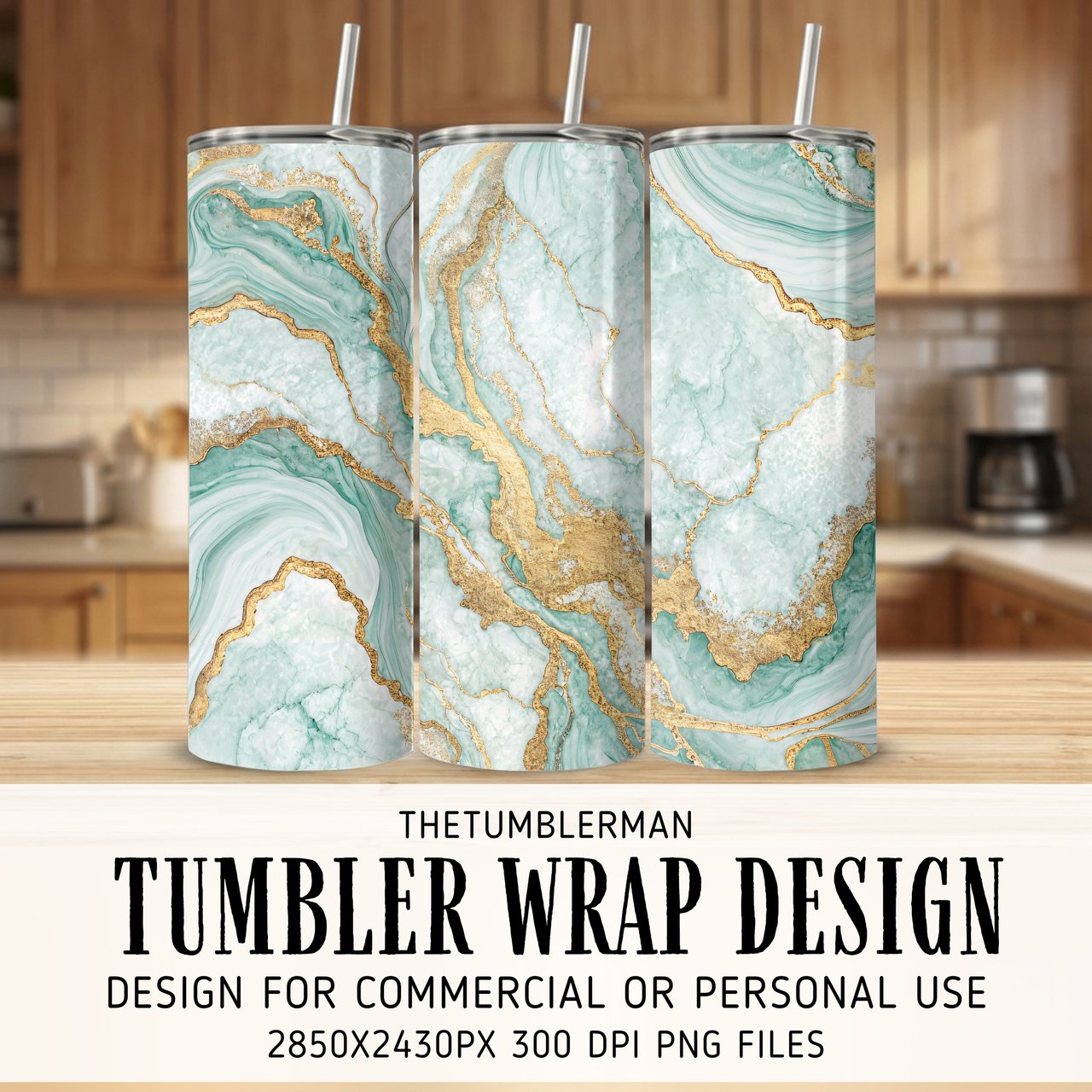 20 oz Skinny Tumbler Wrap, Teal Gold Marble Sublimation Design, Tumbler Digital, Straight Tapered Wrap png, Instant Download