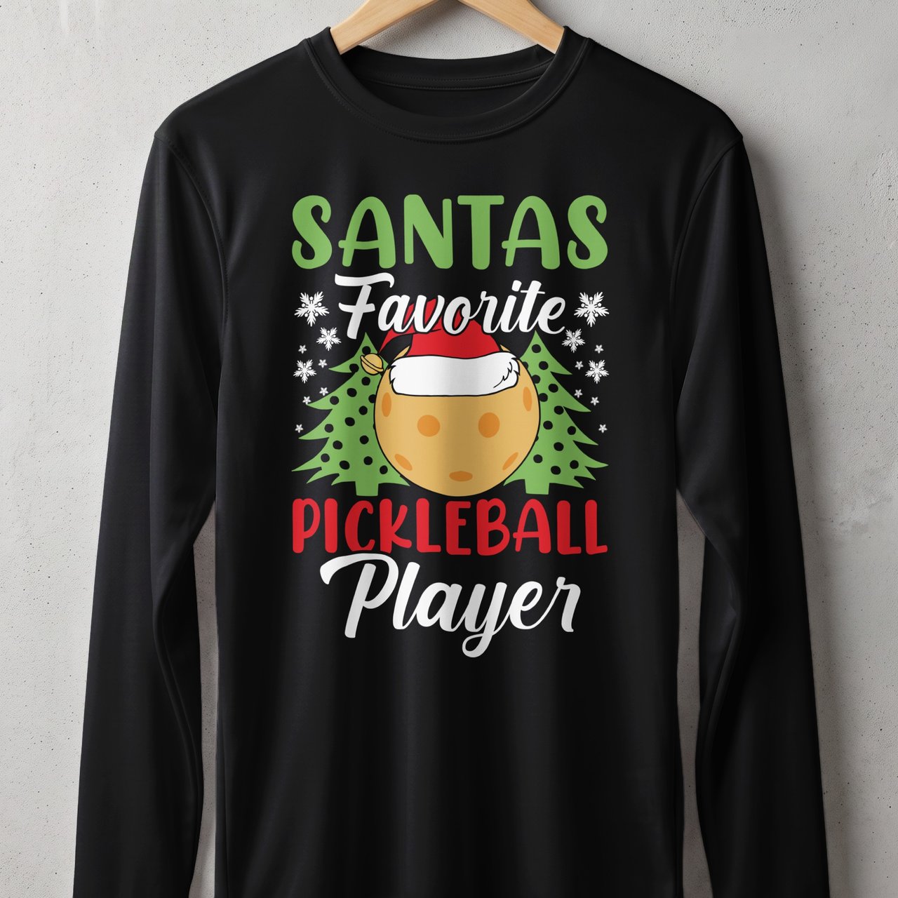 Pickleball Sport-Tek Long Sleeve Tee, Santas Favorite Pickleball Player, Sun Shield Shirt