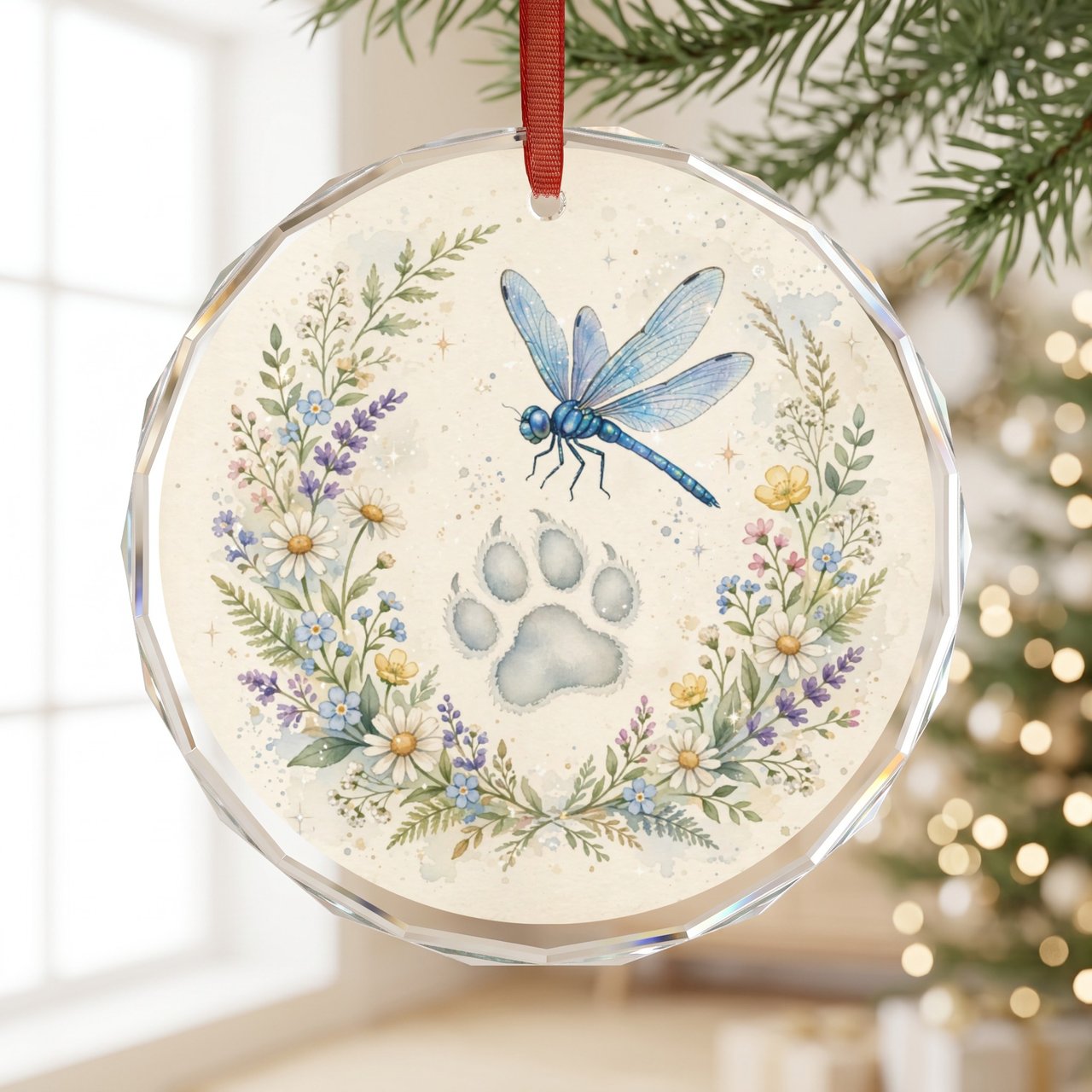 Pet Memorial Ornament | Dragonfly Paw Print | Pet Loss Sympathy Gift