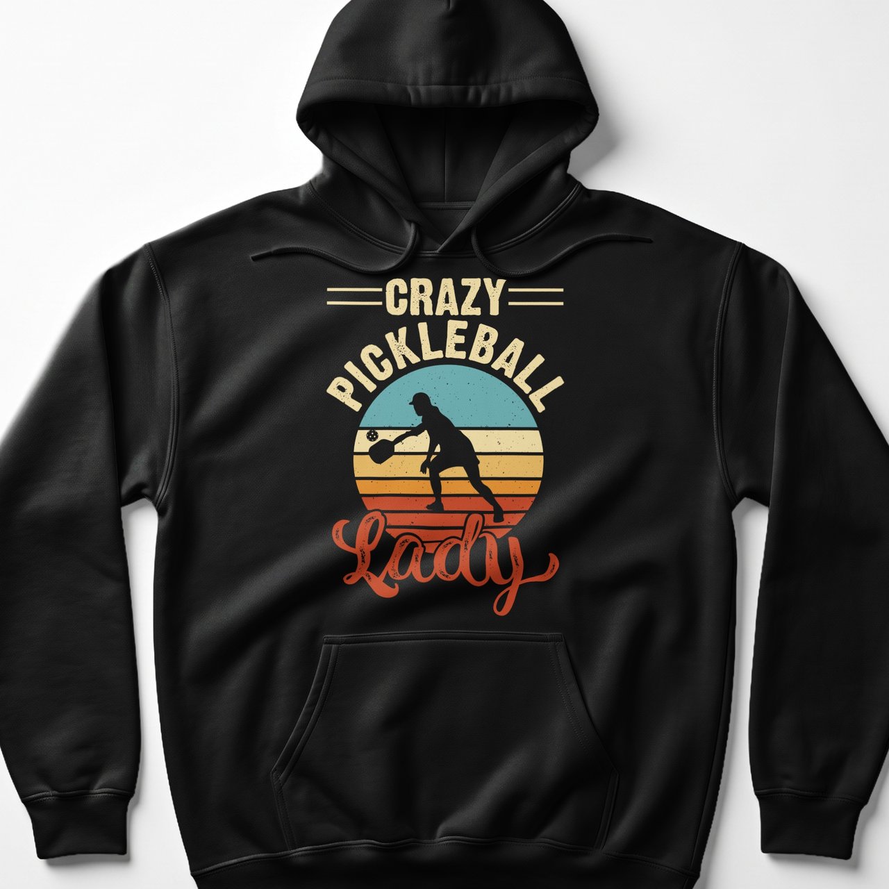 Pickleball Gildan Fleece Hoodie, Crazy Pickleball Lady Vintage Silhouette, Warmup Match Court Pullover