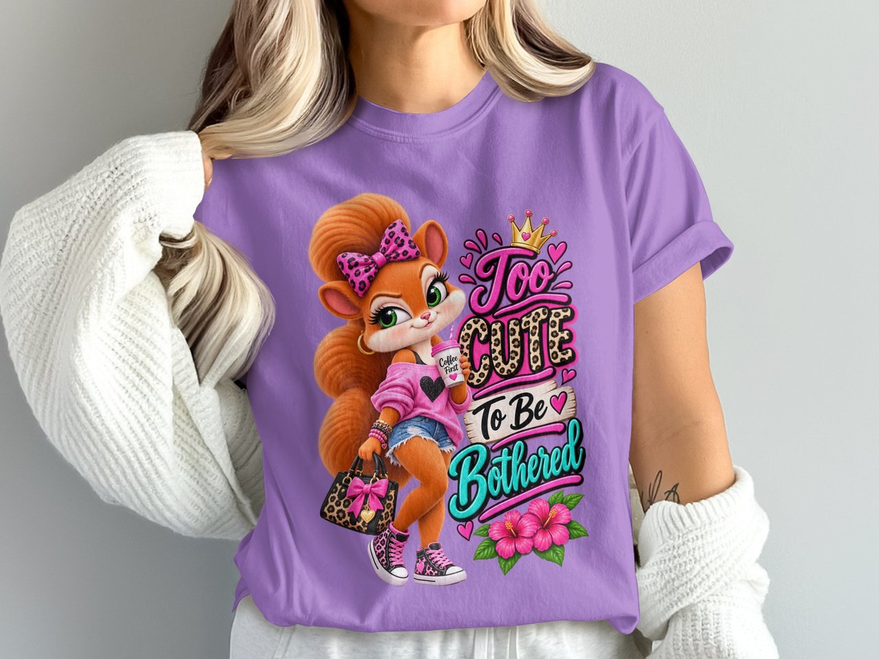 Too Cute To Be Bothered Sally the Squirrel Tee