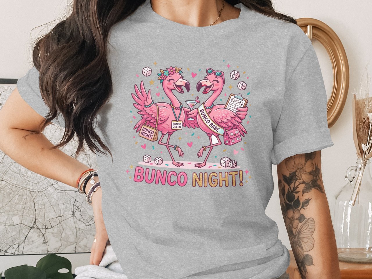 Festive Flamingo Bunco Night T-Shirt