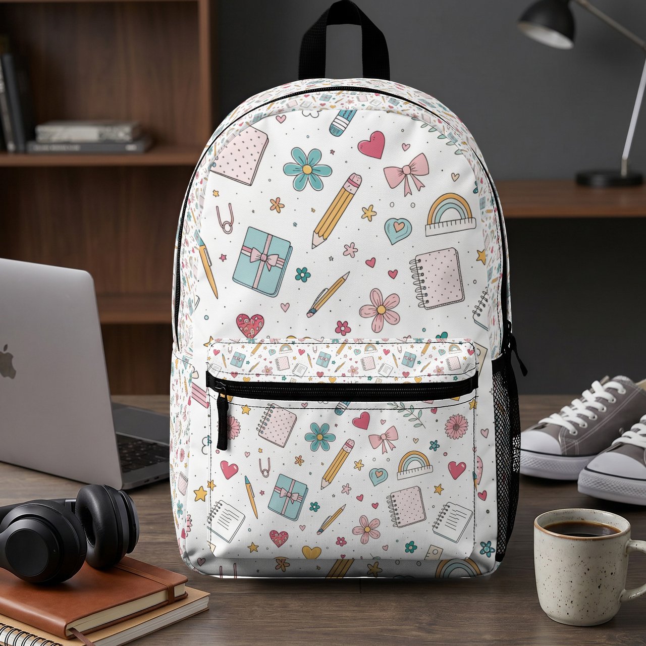 Kawaii School Supplies Pattern Backpack, Aesthetic Stationery Spiral Notebook, Cute Gift Accessory Pouch for Teacher Student