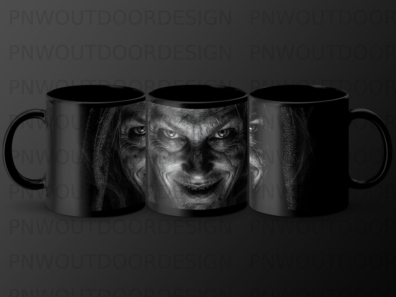 Creepy Old Man Face Mug Wrap, Scary Smile Sublimation Design, Horror Digital Download, Spooky Halloween PNG Graphic