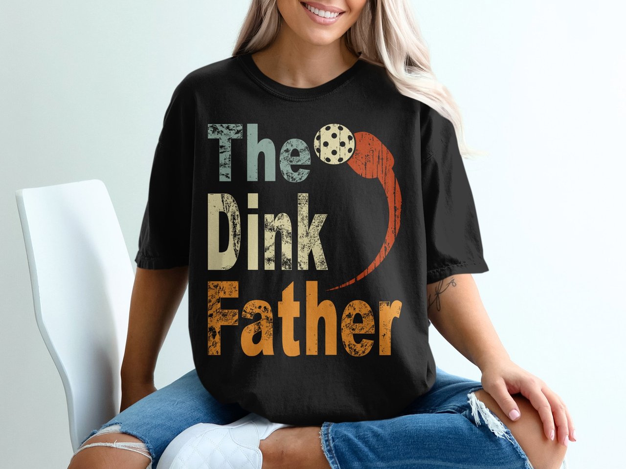 Pickleball Comfort Colors Shirt, The Dink Father, Retro Pickleball Dad Court Tee, Vintage Graphic Tee