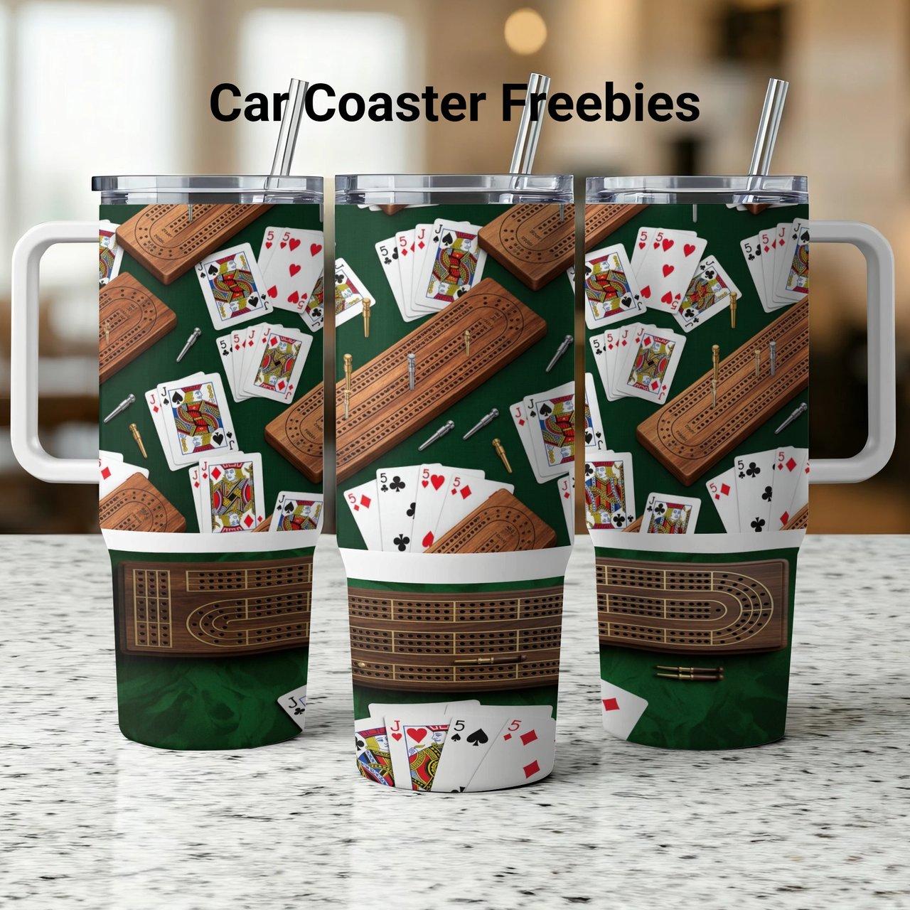Cribbage Tumbler Wrap Digital Design 40oz | Card Game Sublimation PNG File for Game Night Enthusiasts | Playing Cards Board Game Tumbler Art