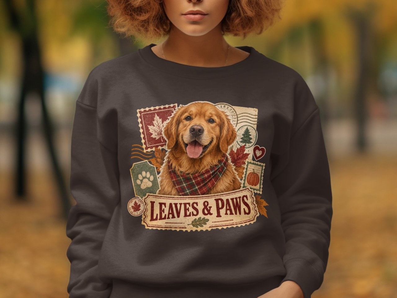 Golden Retriever Fall Sweatshirt, Leaves and Paws Vintage Dog Hoodie, Autumn Dog Mom Crewneck, Cozy Pumpkin Pet Lover Tote Bag Gift