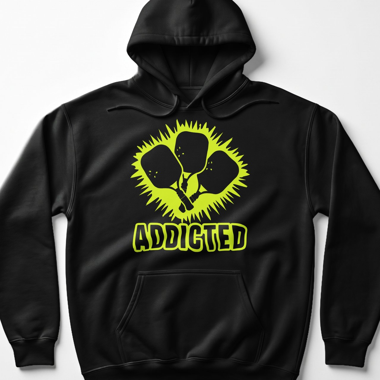 Pickleball Gildan Fleece Hoodie, ADDICTED, Court Pullover Graphic Sweatshirt for Cold Weather Spectating