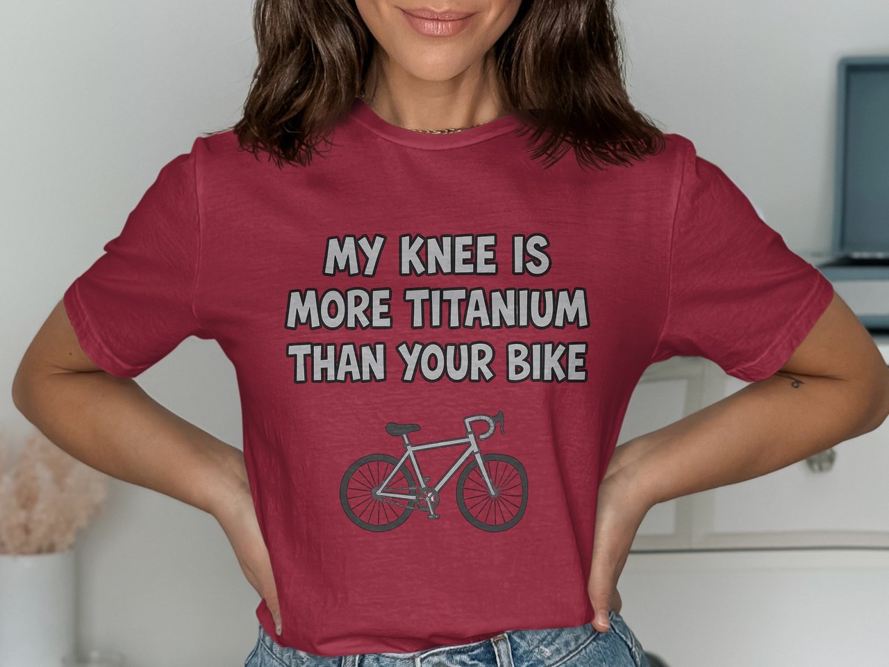 Knee Surgery T-Shirt, Titanium Knee, Funny Cyclist Gift, Biking Injury Tee, Post-Surgery, Recovery Gift, Bike Lover Apparel