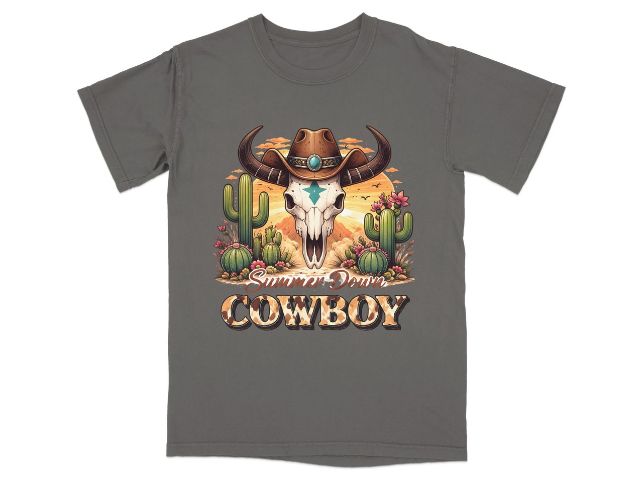 Desert Sunset Cowboy Skull T-Shirt