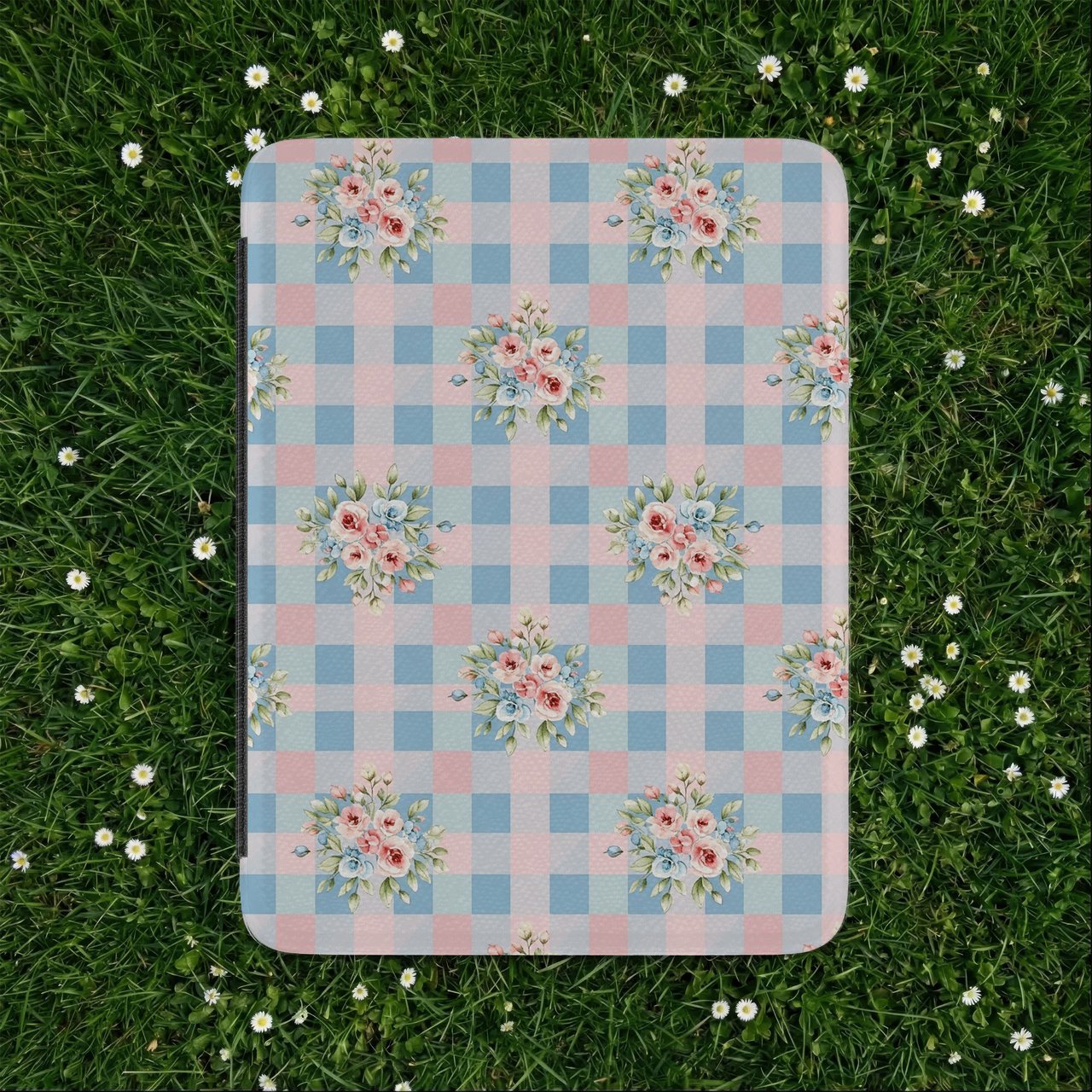 Pastel Floral Gingham Kindle Case