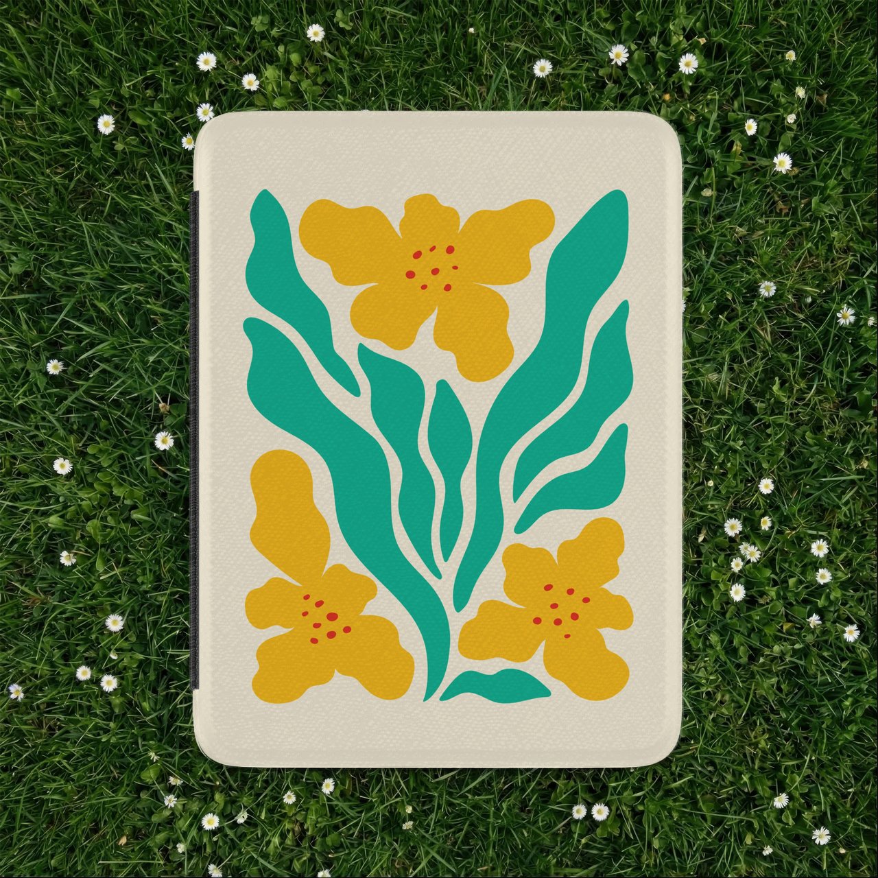 Abstract Yellow Floral Kindle Case